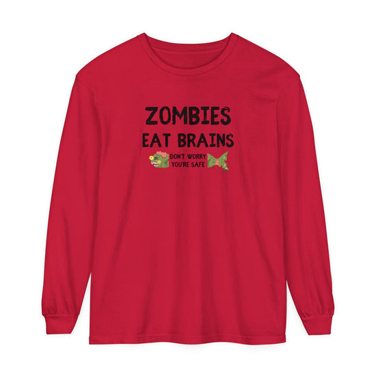 ZOMBIES EAT BRAINS Fish Unisex Long Sleeve Halloween Tee