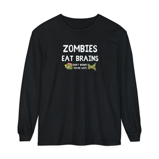 ZOMBIES EAT BRAINS Fish Unisex Long Sleeve Halloween Tee