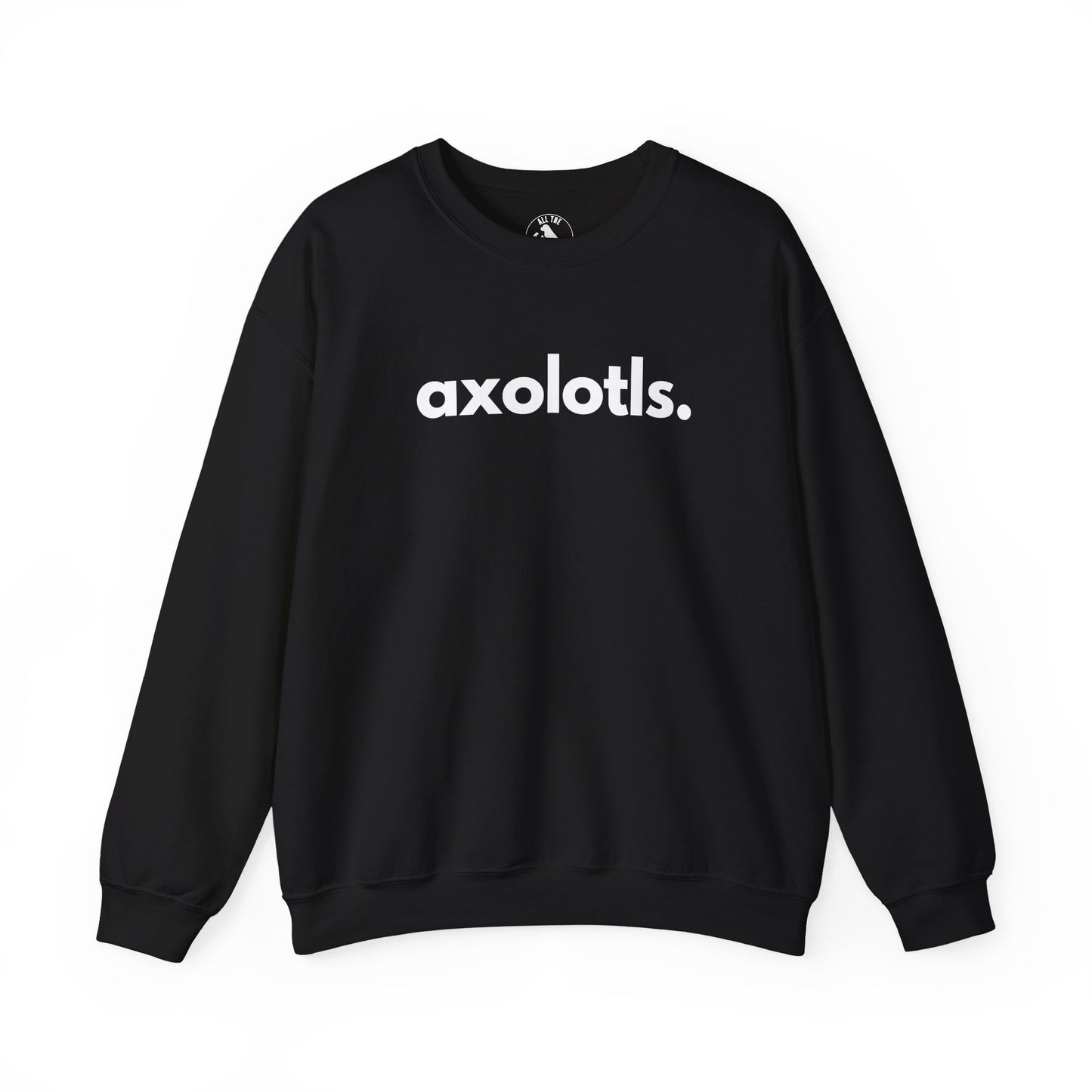 Axolotls unisex crewneck sweatshirt in black — wildlife advocate apparel by Animals, Period