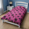 Paw Print Velveteen Plush Blanket - Pink Bedding 60" × 80" gifts for animal lovers supporting animal rescues