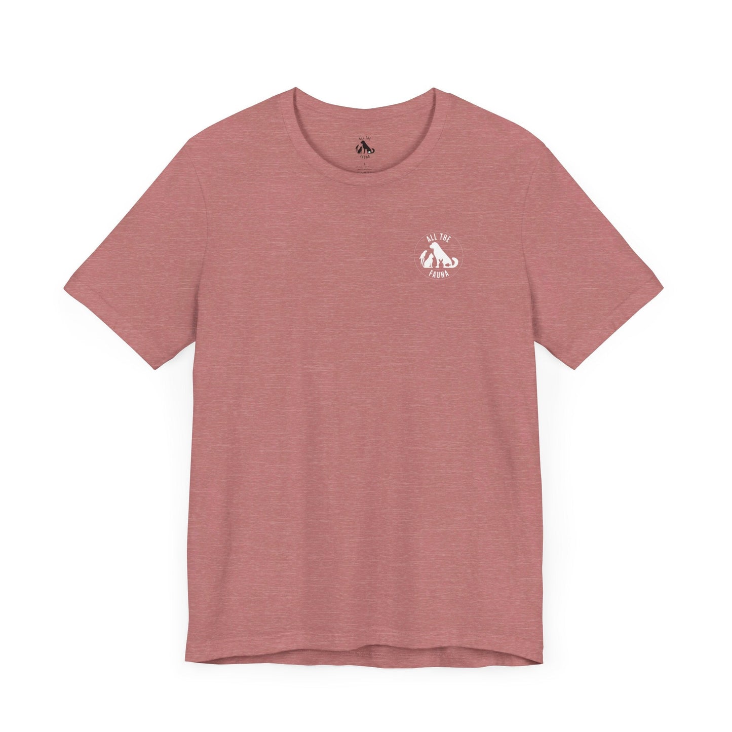 CATS, PERIOD. unisex cat tee front view highlighting minimalist chest logo on soft heather mauve cotton