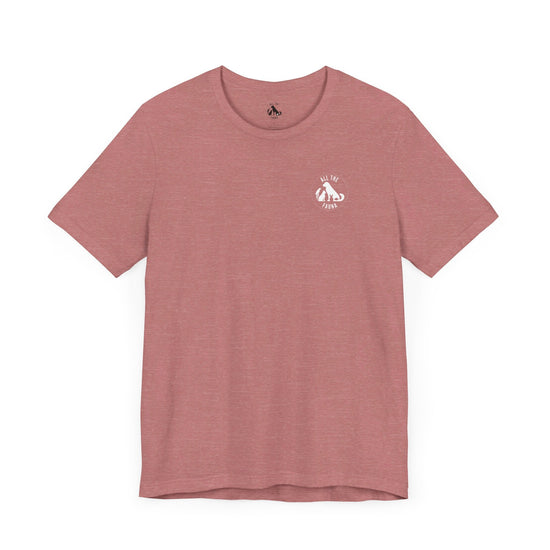 CATS, PERIOD. unisex cat tee front view highlighting minimalist chest logo on soft heather mauve cotton