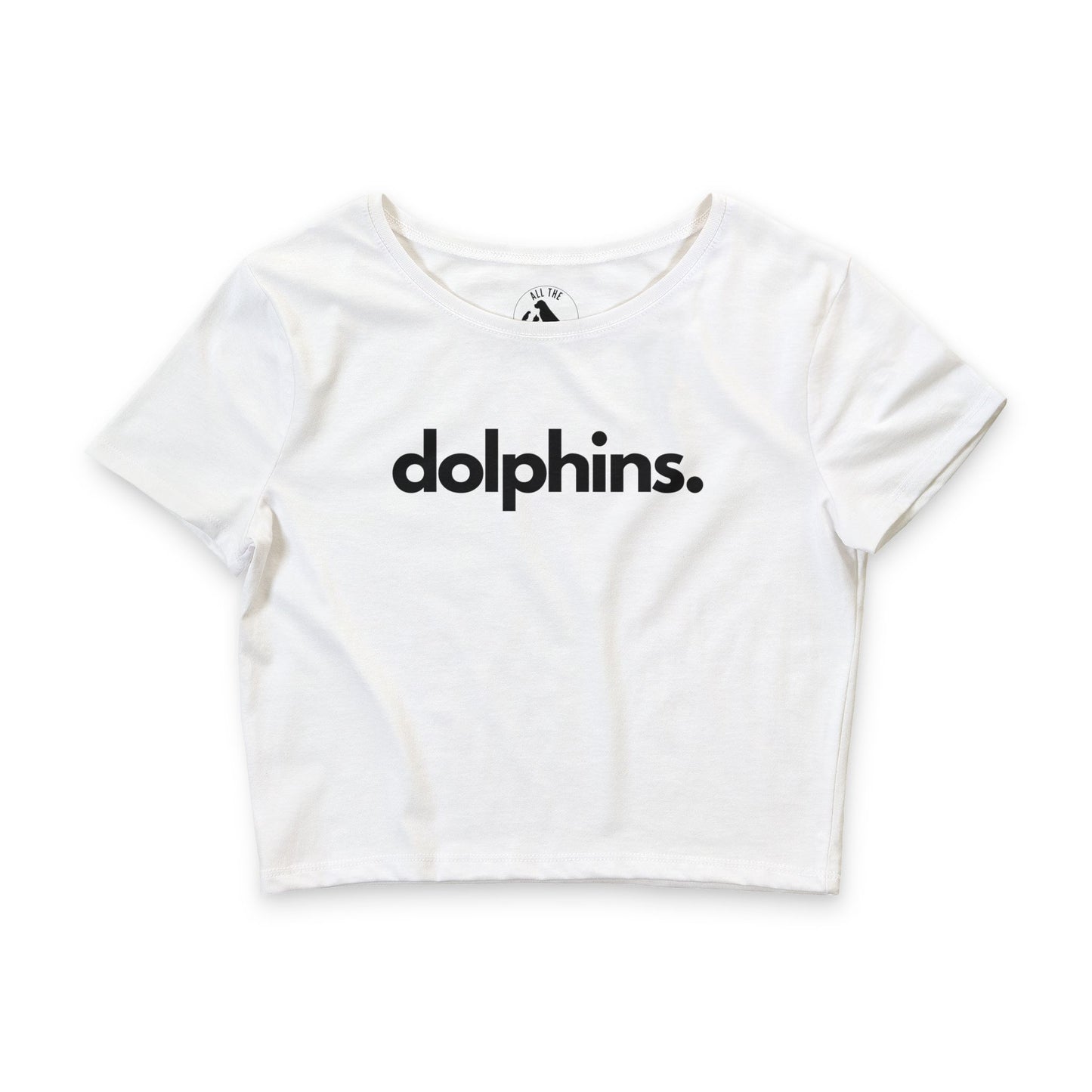 Dolphins crop tee in white — Women's ocean wildlife apparel by Animals, Period
