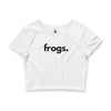 Frogs crop tee in white — Women's wildlife advocate apparel by Animals, Period