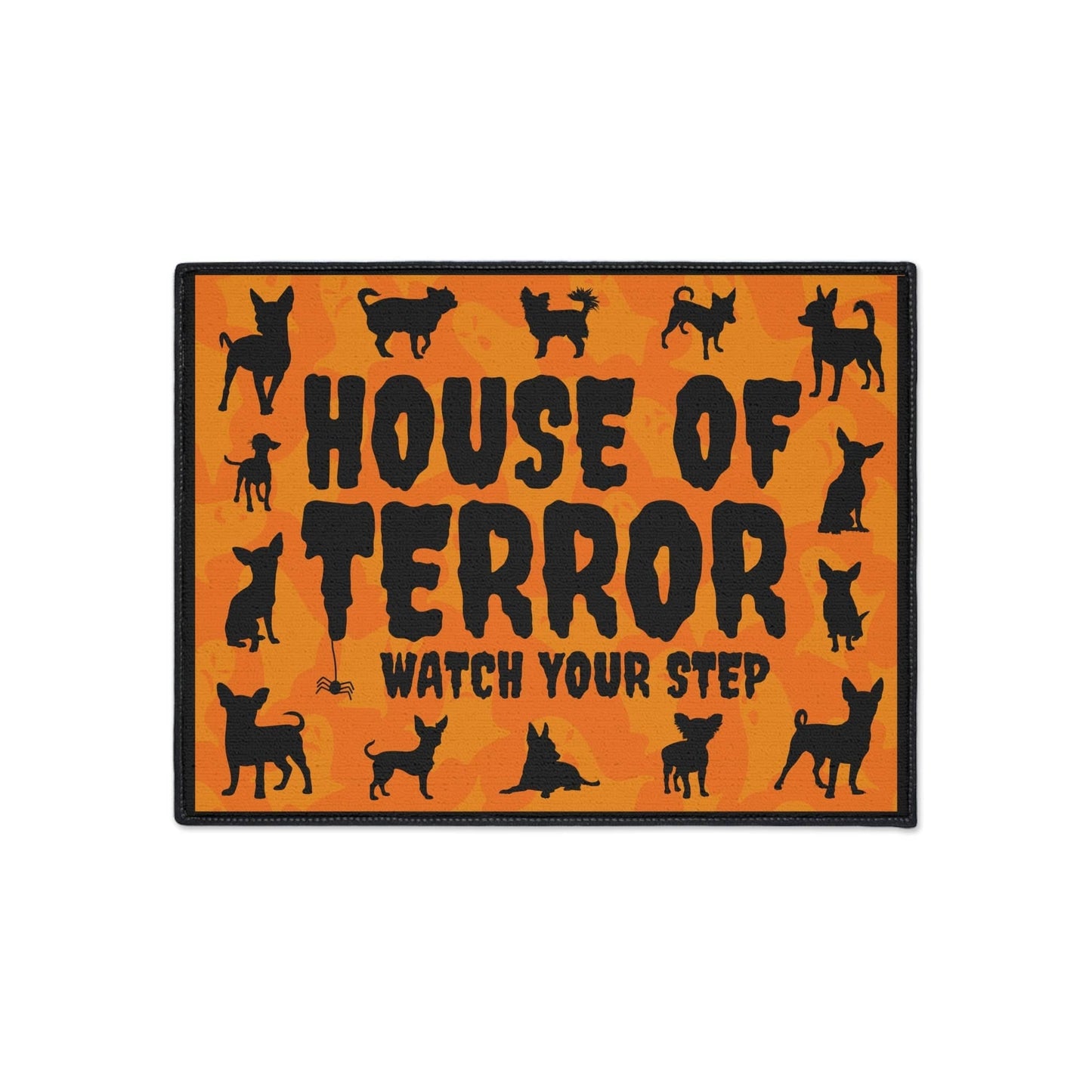 Printify Home Decor 18" × 24" House Of Terror Chihuahua Heavy Duty Halloween Floor Mat