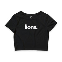 Lions crop tee in black — Women's wildlife advocate apparel by Animals, Period