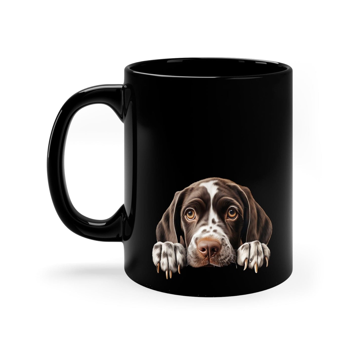 Printify Mugs Peeking German Shorthaired Pointer Puppy Black Ceramic Dog Mug 11 oz