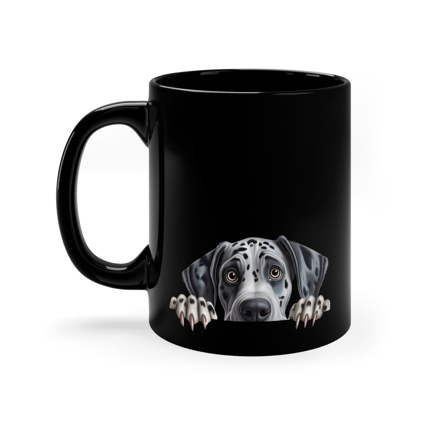 Printify Mugs Peeking Great Dane Puppy Black Ceramic Dog Mug 11 oz