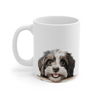 Printify Mugs Peeking Havanese Puppy White Ceramic Dog Mug 11 oz