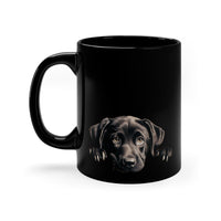 Printify Mugs Peeking Labrador Retriever Puppy Black Ceramic Dog Mug 11 oz