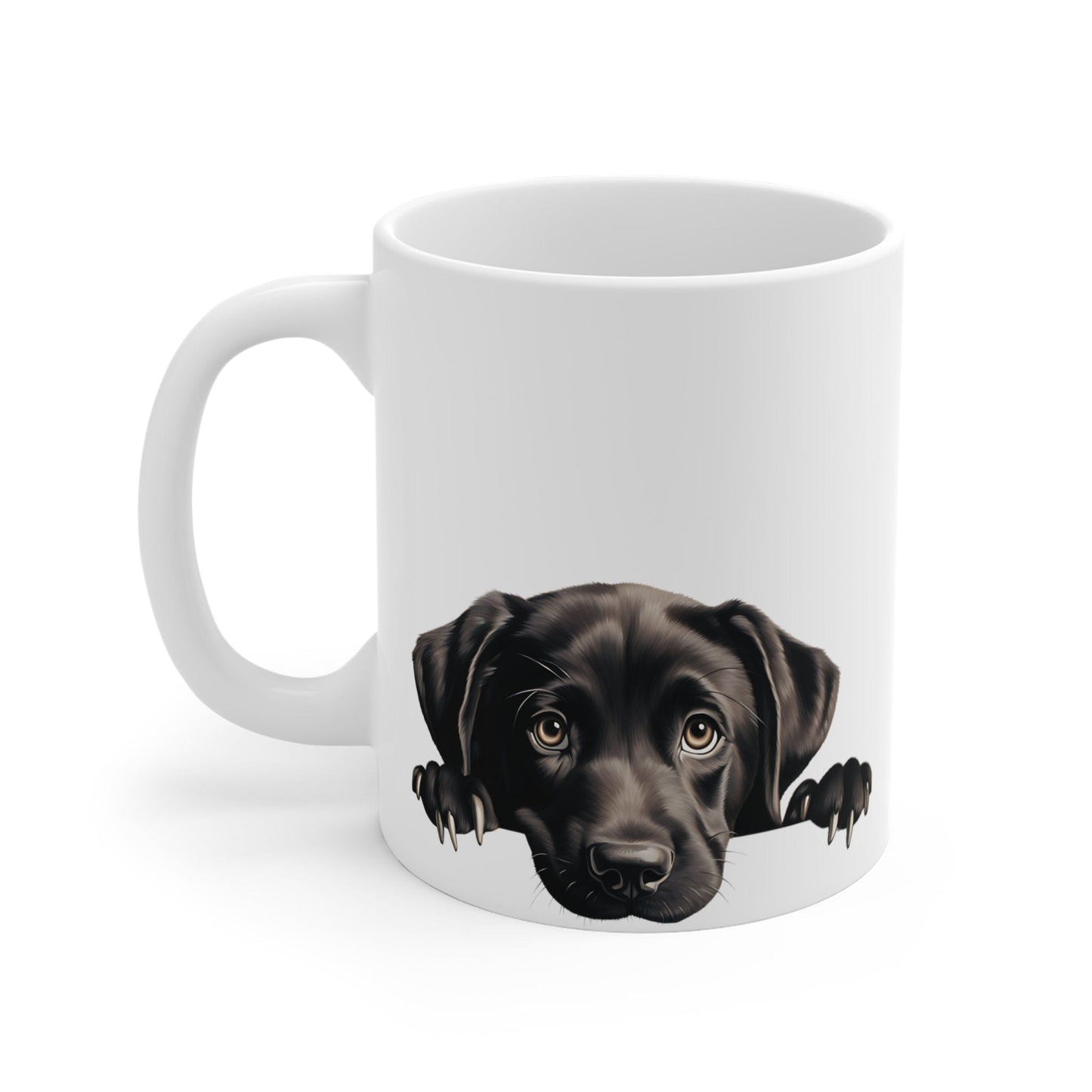 Printify Mugs Peeking Labrador Retriever Puppy White Ceramic Dog Mug 11 oz