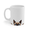 Peeking Siamese White Ceramic Cat Coffee Mug 11 oz Mugs gifts for animal lovers supporting animal rescues