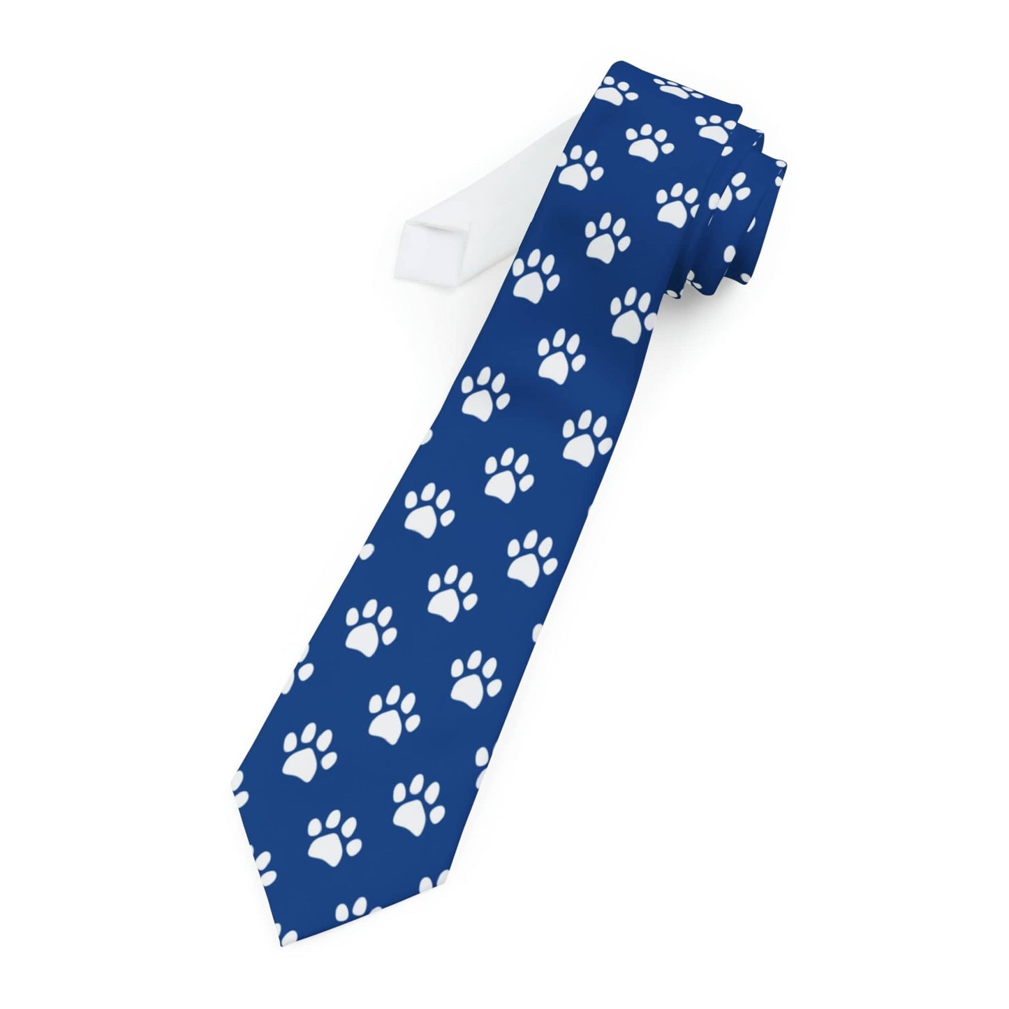 Printify Neckties Paw Print Necktie White on Blue