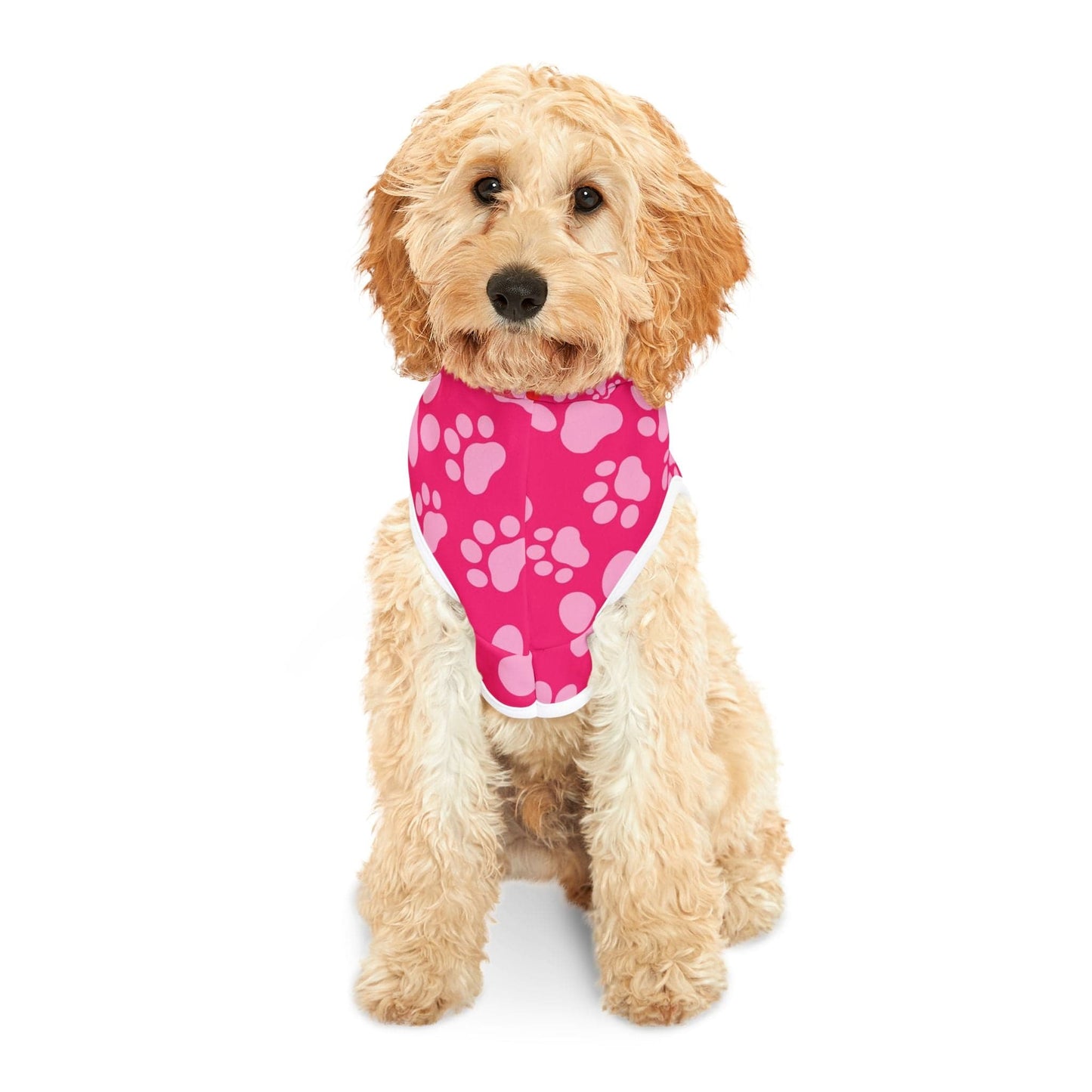 Printify Pet Apparel XXS Paw Print Polyester Pet Hoodie  - Pink