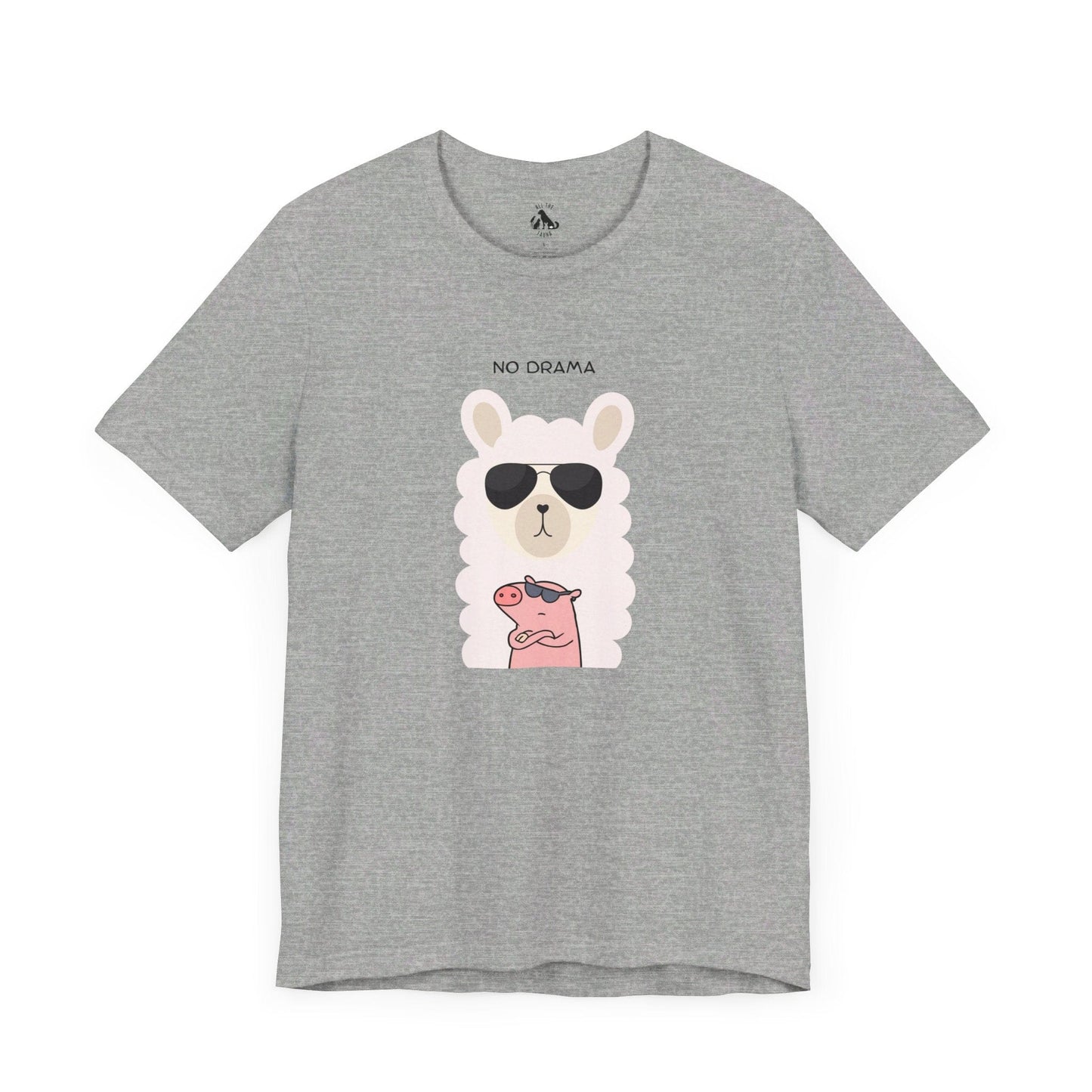 Printify T-Shirt Athletic Heather / S NO DRAMA Llama and Pig Unisex Tee