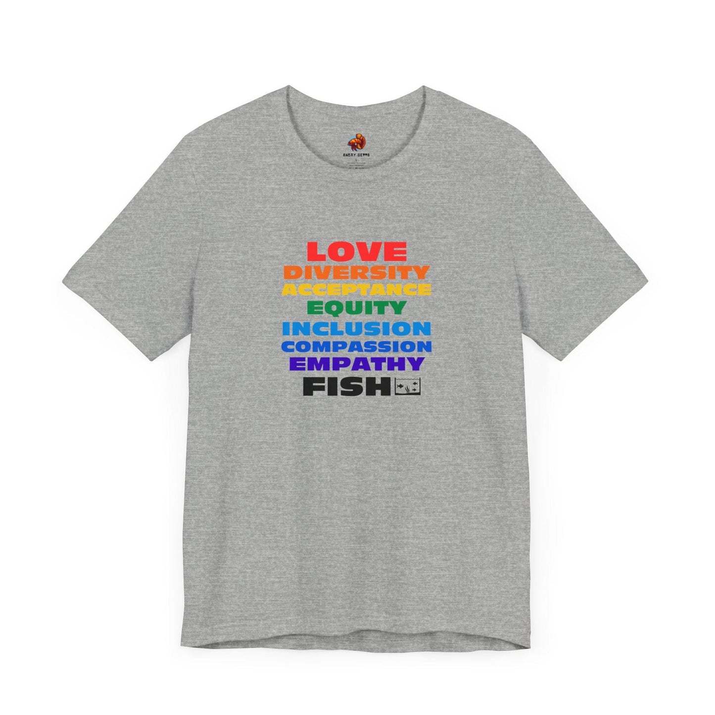Printify T-Shirt Athletic Heather / S PRIDE LOVE AND FISH Unisex Tee