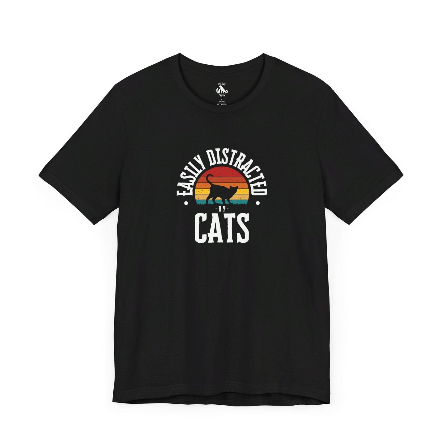 Printify T-Shirt Black / S Easily Distracted by CATS Unisex Tee