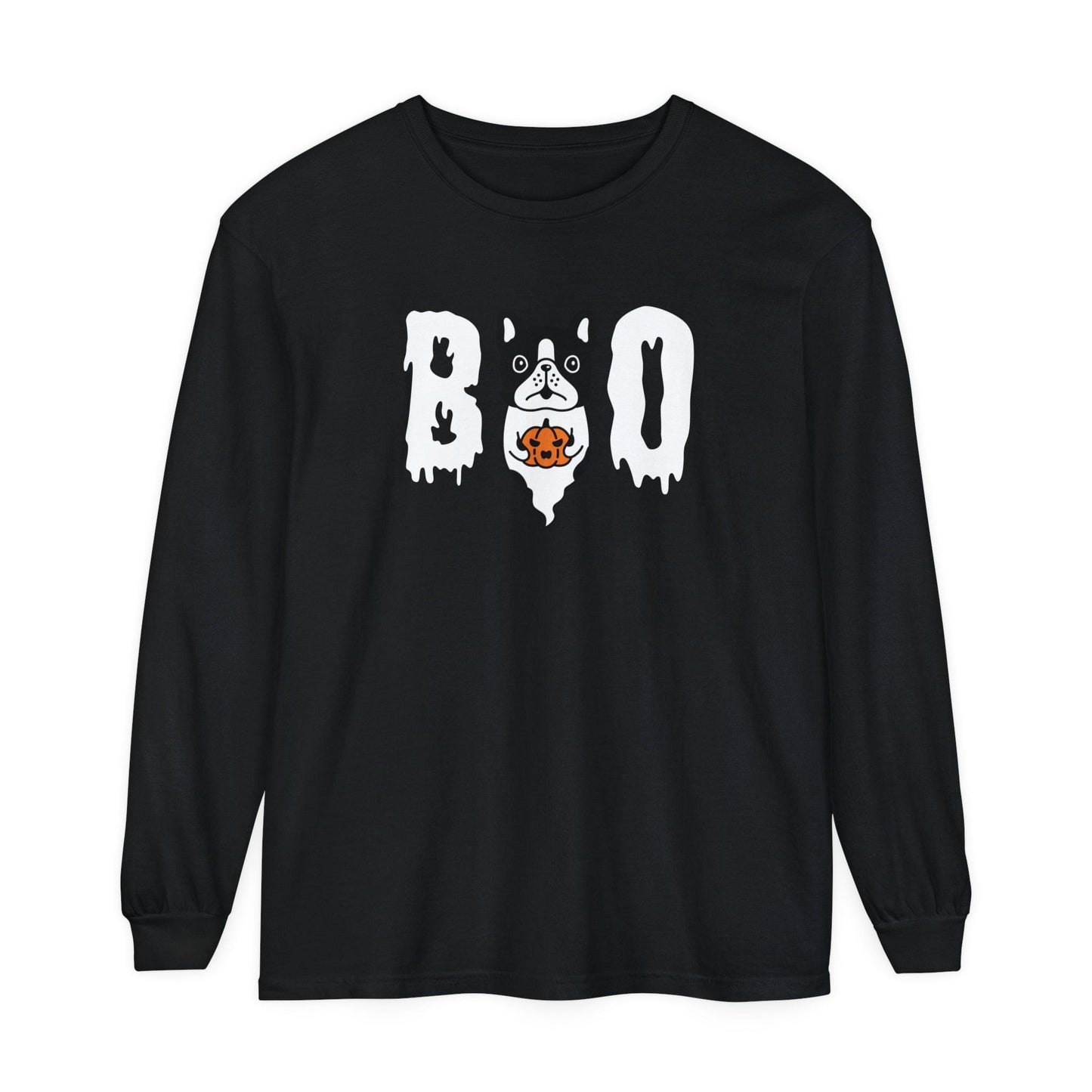 Printify T-Shirts Black / S BOO Boston Unisex Long Sleeve Halloween Tee