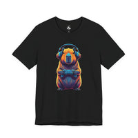 Printify T-Shirts Black / S Gaming Capybara Unisex Tee