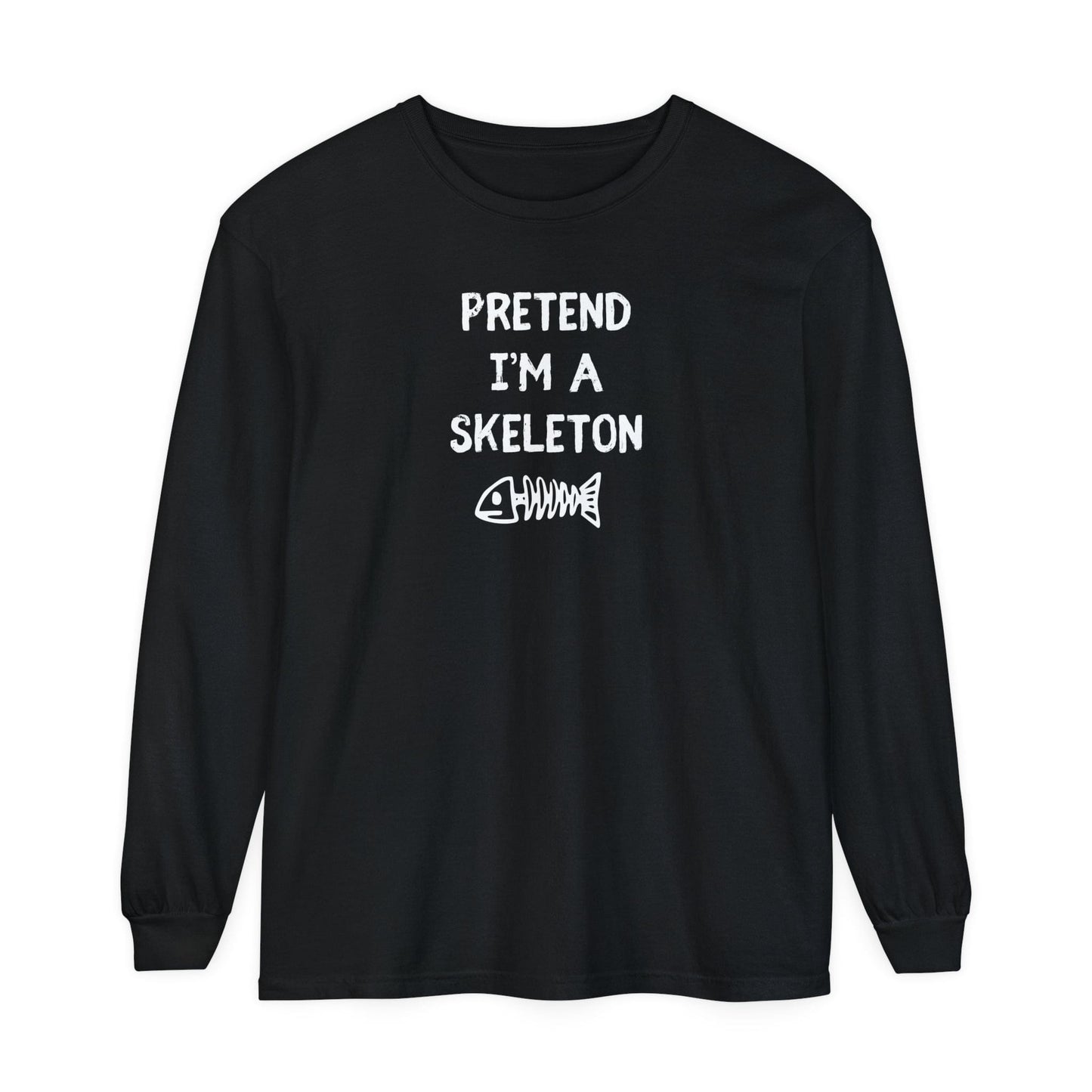 Printify T-Shirts Black / S PRETEND I'M A SKELETON Unisex Long Sleeve Halloween Tee