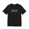 Adopt, Don't Shop Blue Paw Unisex Tee T-Shirts Black gifts for animal lovers supporting animal rescues
