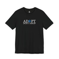 Printify T-Shirts Black / XS Adopt, Don't Shop Blue Paw Unisex Tee