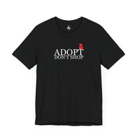 Printify T-Shirts Black / XS Adopt, Don't Shop Red Cat Unisex Tee