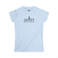 Printify T-Shirts Light Blue / S Adopt Don't Shop Black Cat Women's Softstyle Tee