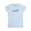 Adopt Don't Shop Red Cat Women's Softstyle Tee T-Shirts Light Blue gifts for animal lovers supporting animal rescues