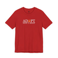 Printify T-Shirts Red / XS Adopt, Don't Shop Orange Paw Unisex Tee