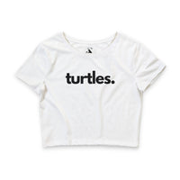 Turtles crop tee in white — Women's ocean wildlife apparel by Animals, Period