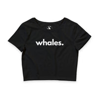 Whales crop tee in black — Women's ocean wildlife apparel by Animals, Period