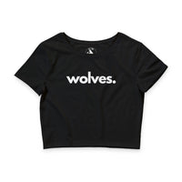 Wolves crop tee in black — Women's wildlife advocate apparel by Animals, Period